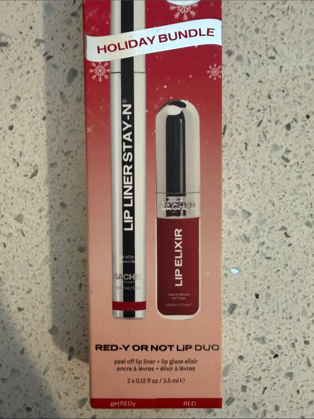 Sacheu Holiday Edition Red-Y or Not Lip Liner & Lip Glaze Elixir Duo NIB